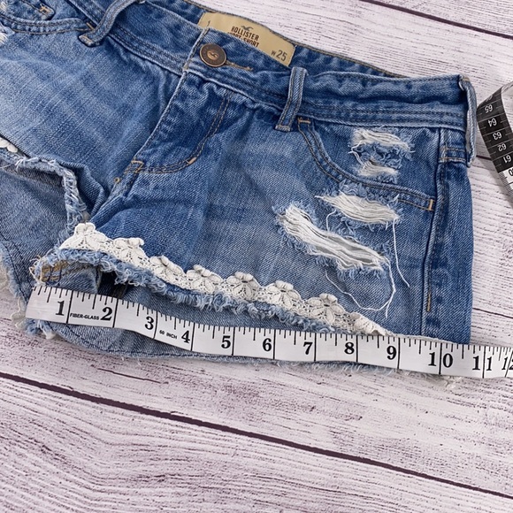 Hollister Short-Short Floral Lace Denim Jeans 25 - Picture 7 of 13